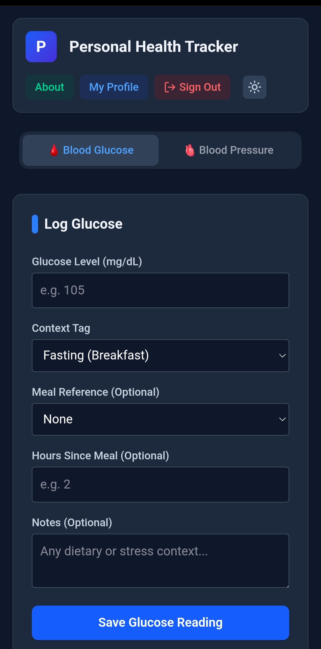 Health Track App Screen 3